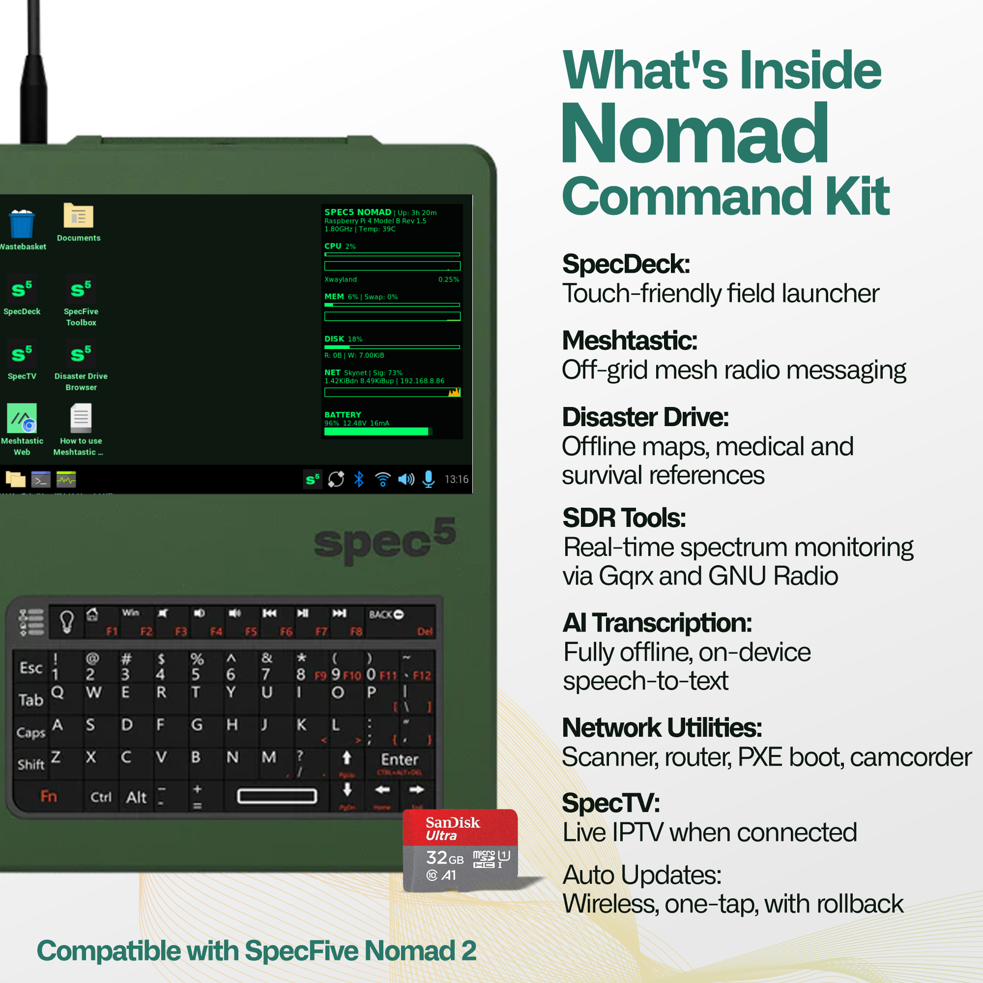 SpecFive Nomad Command Kit - Field Software Suite for Nomad 2